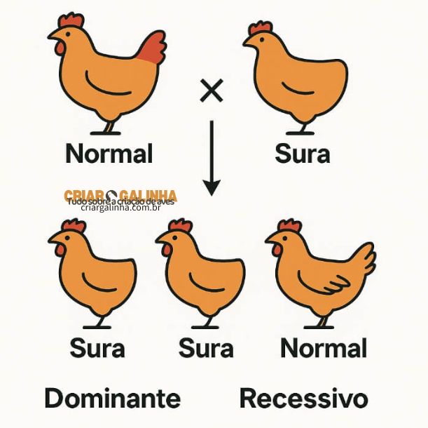 gene dominante e recessivo da galinha sura